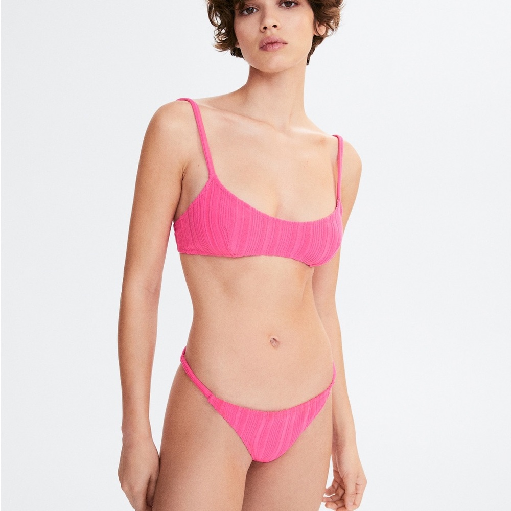 Vibrant Pink High-Cut Bikini Swimwear-TOP